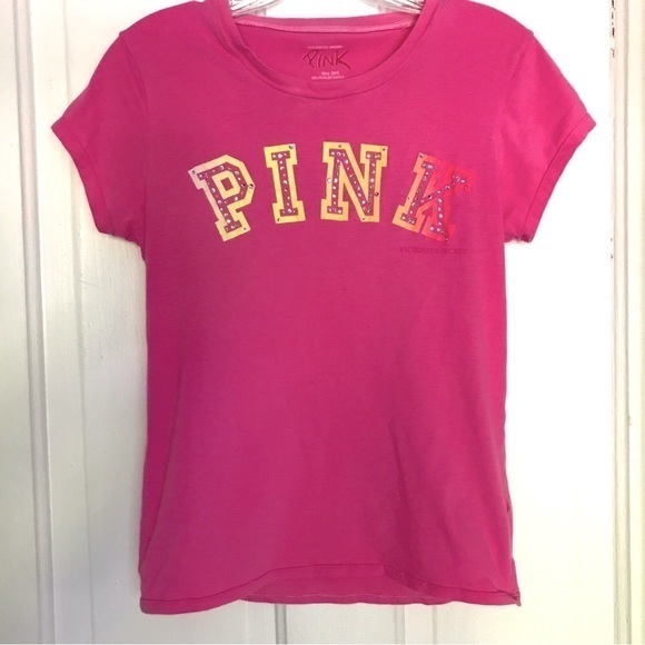 RARE‎ VINTAGE Y2K PINK Victoria’s Secret Ombré Graphic Rhinestones Tee - Picture 4 of 8